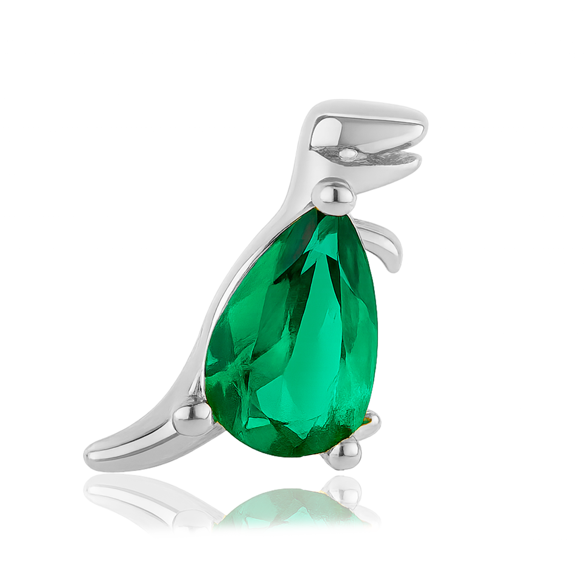 Pendiente Green Dino Plata