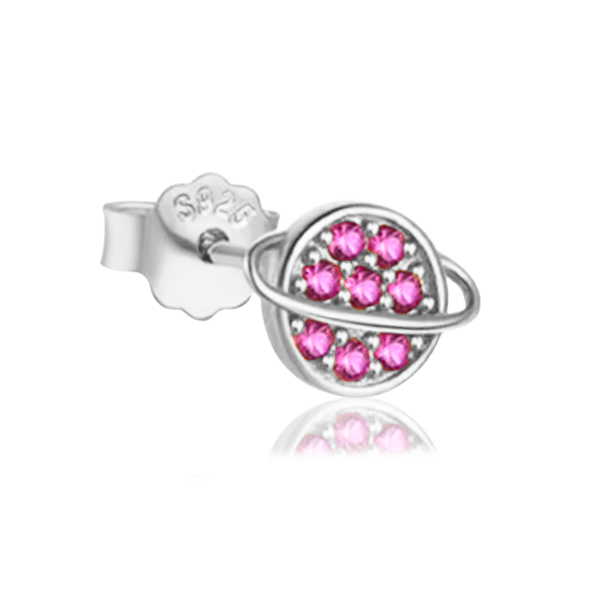 Pendiente Planeta Rosa Plata