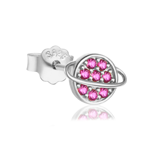 Pendiente Planeta Rosa Plata