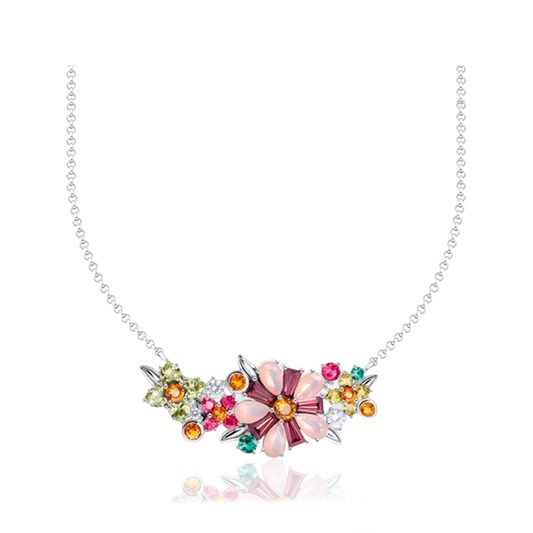 Collar Flores de Colores Plata