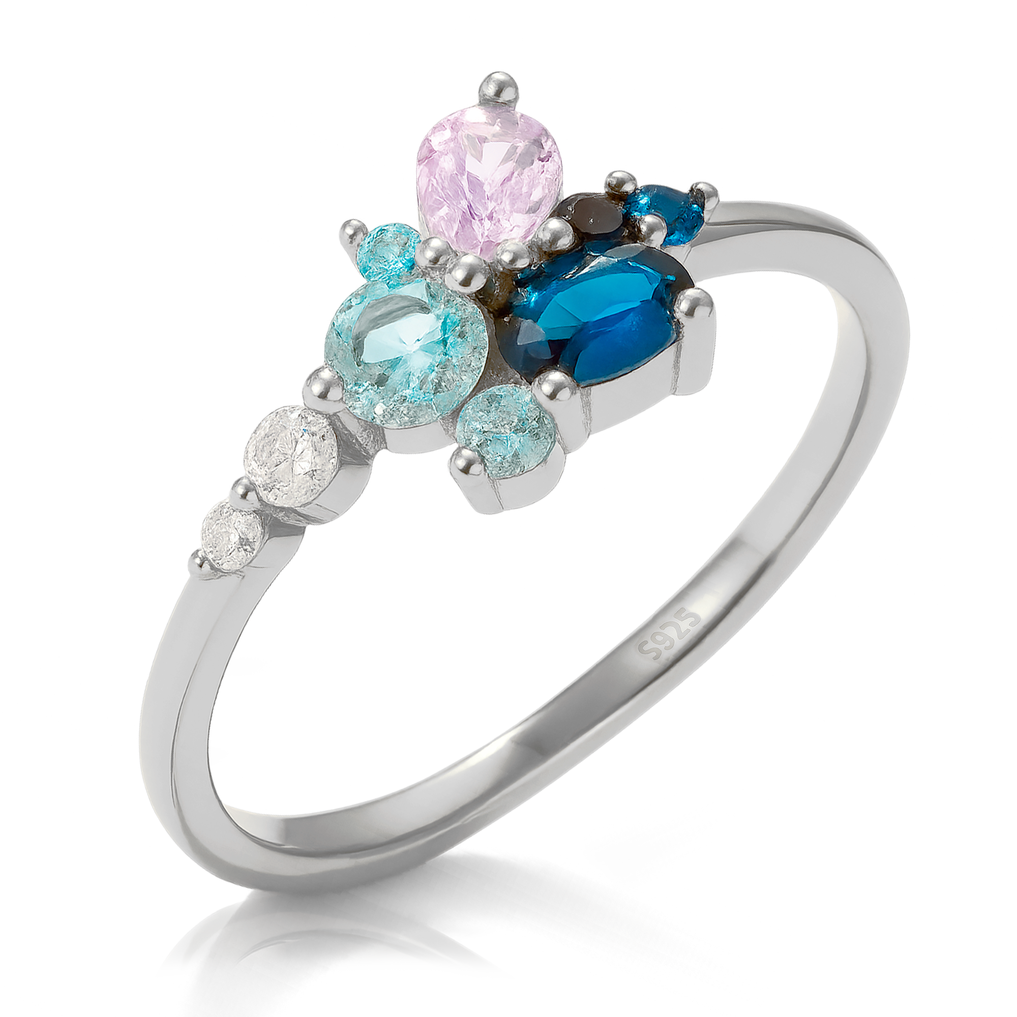 Anillo Dalia Blue Plata