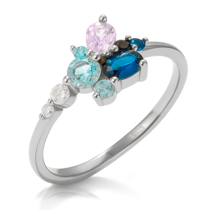 Anillo Dalia Blue Plata