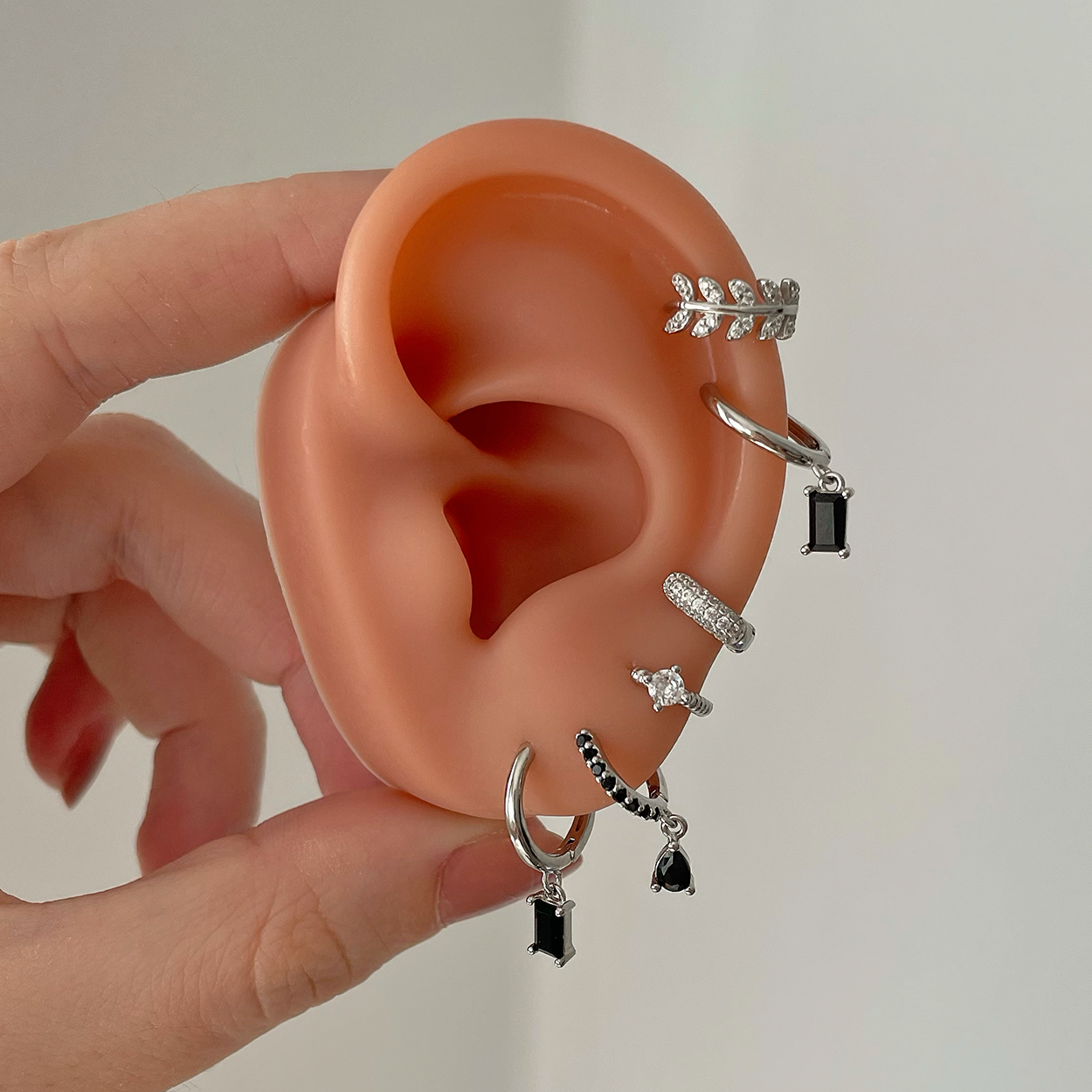 Aros Phoebe Negro Plata