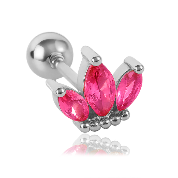 Pendiente Tulipán Rosa Plata