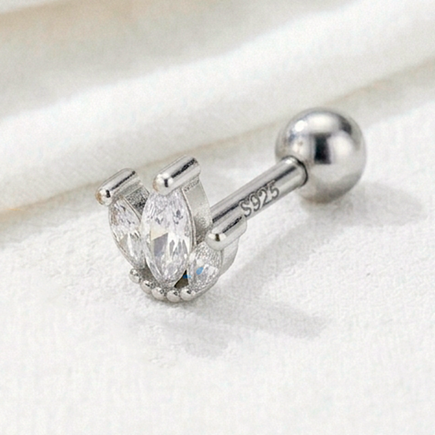 Orecchino Tulipano Bianco Argento