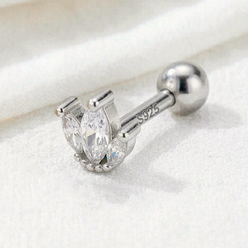 Pendiente Tulipán Blanco Plata
