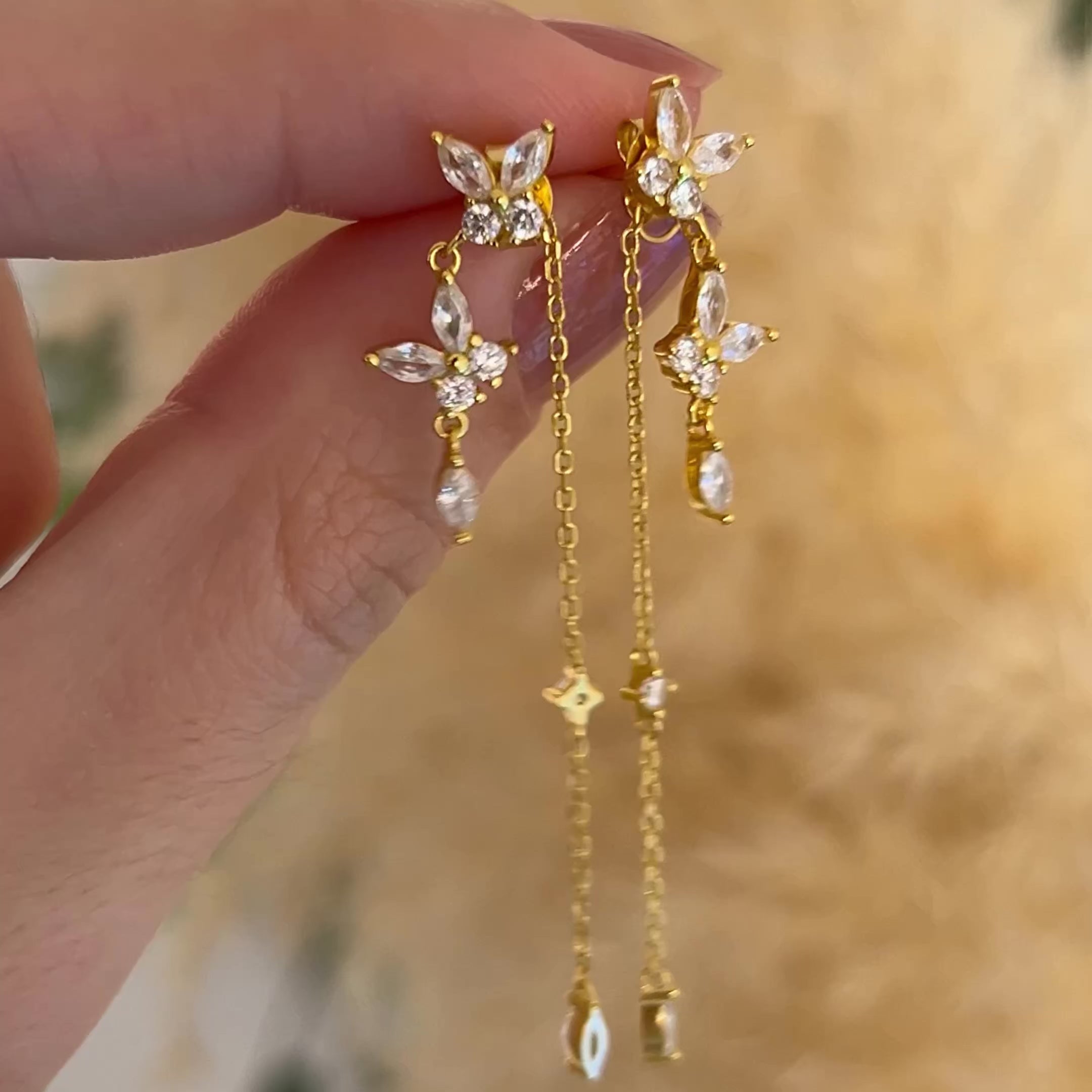 Pendientes Brigitte White Oro