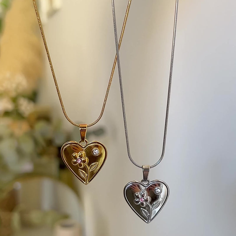 Collar Heart Bloom Plata
