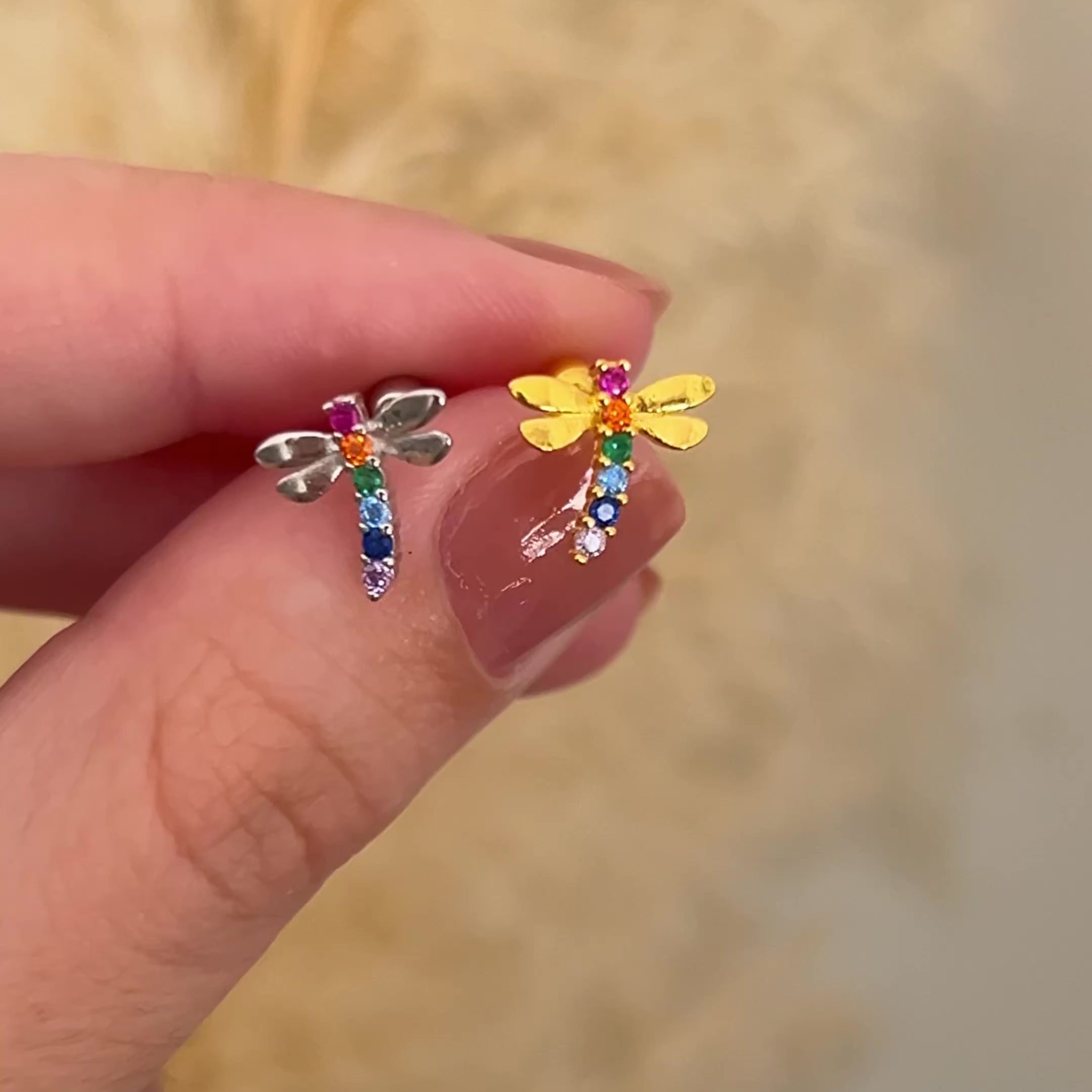 Pendiente Colorful Libélula Oro