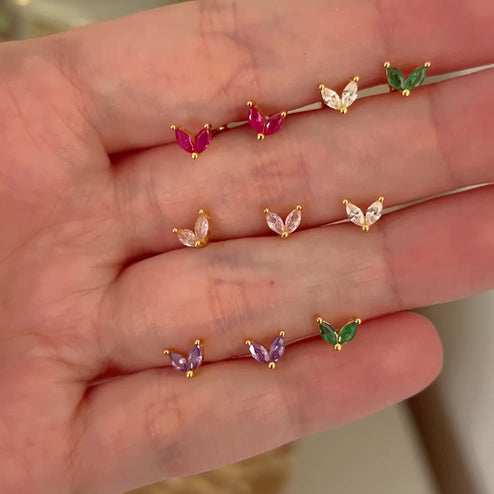 Pendiente Blossom Blanco Oro