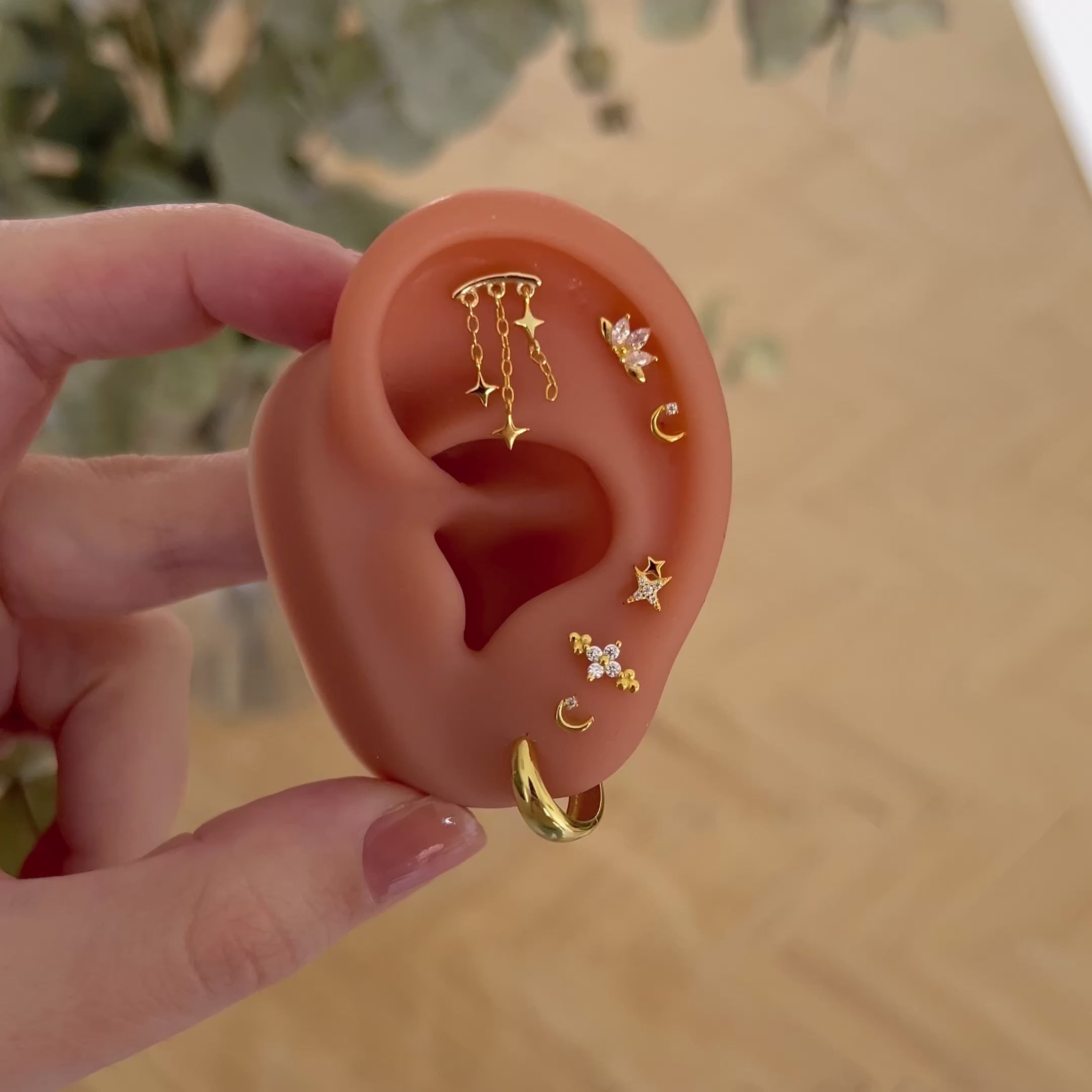 Pendiente Shiny Loto Oro