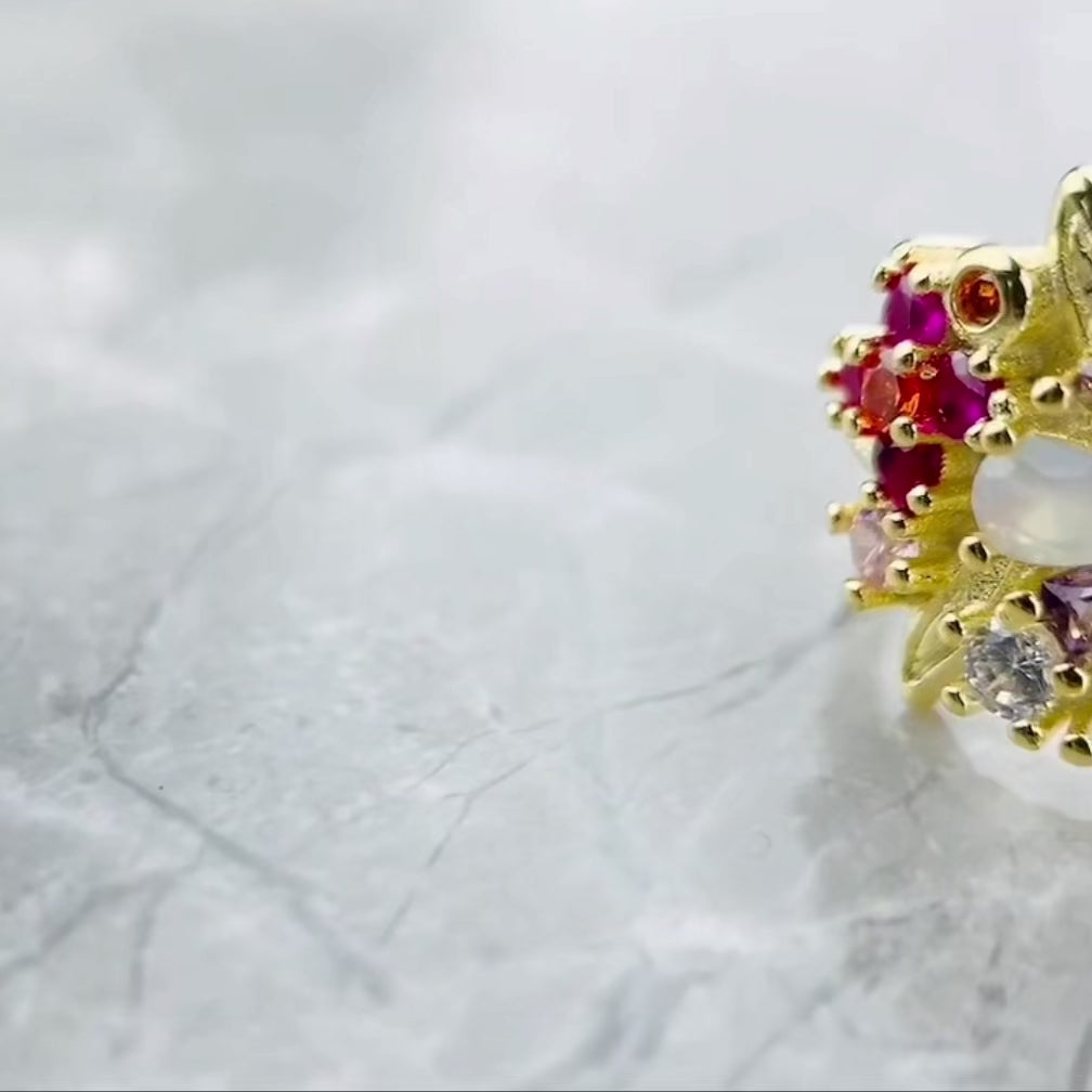 Anillo Flores de Colores Plata