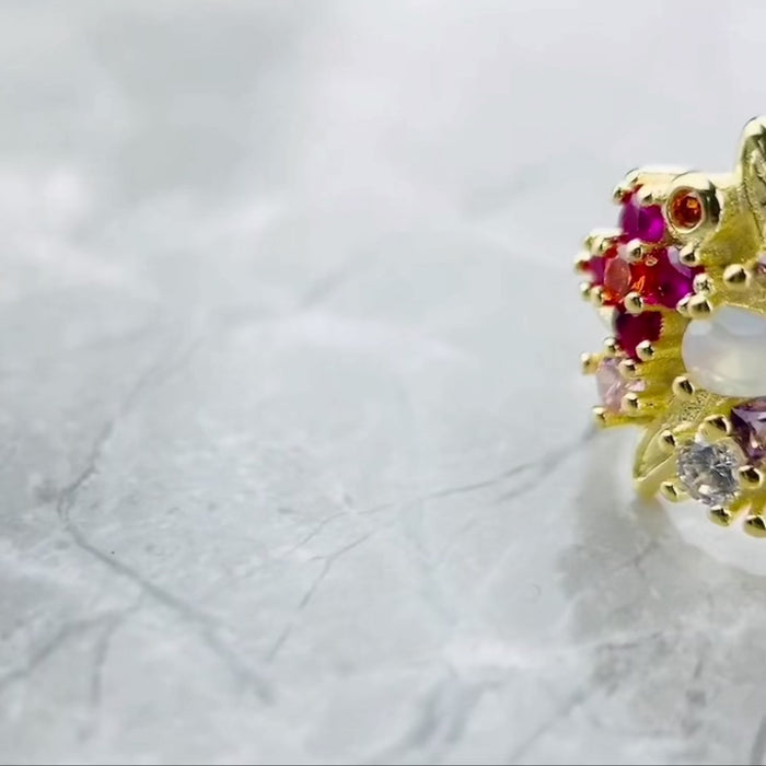 Anillo Flores de Colores Plata
