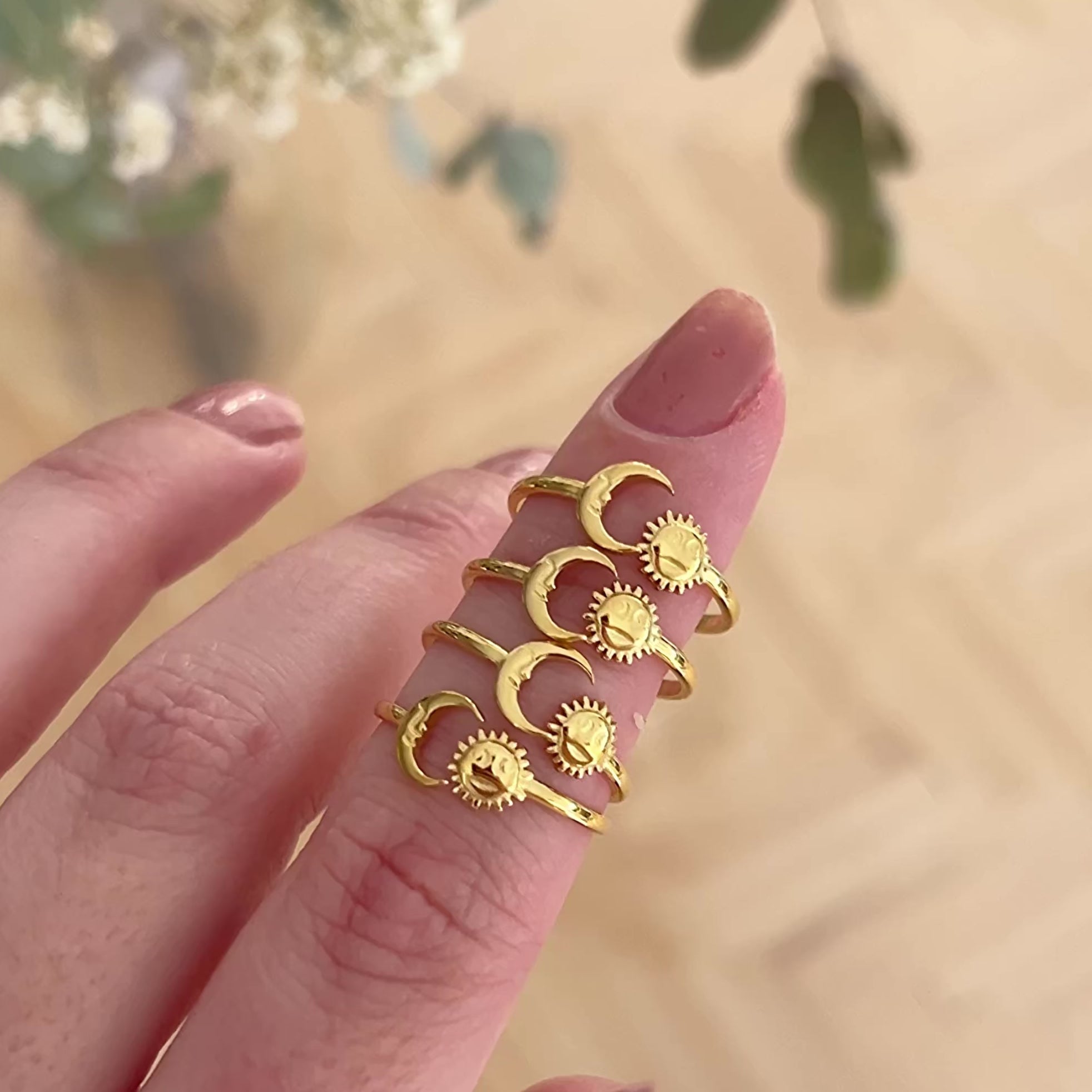 Anillo Sol y Luna Oro