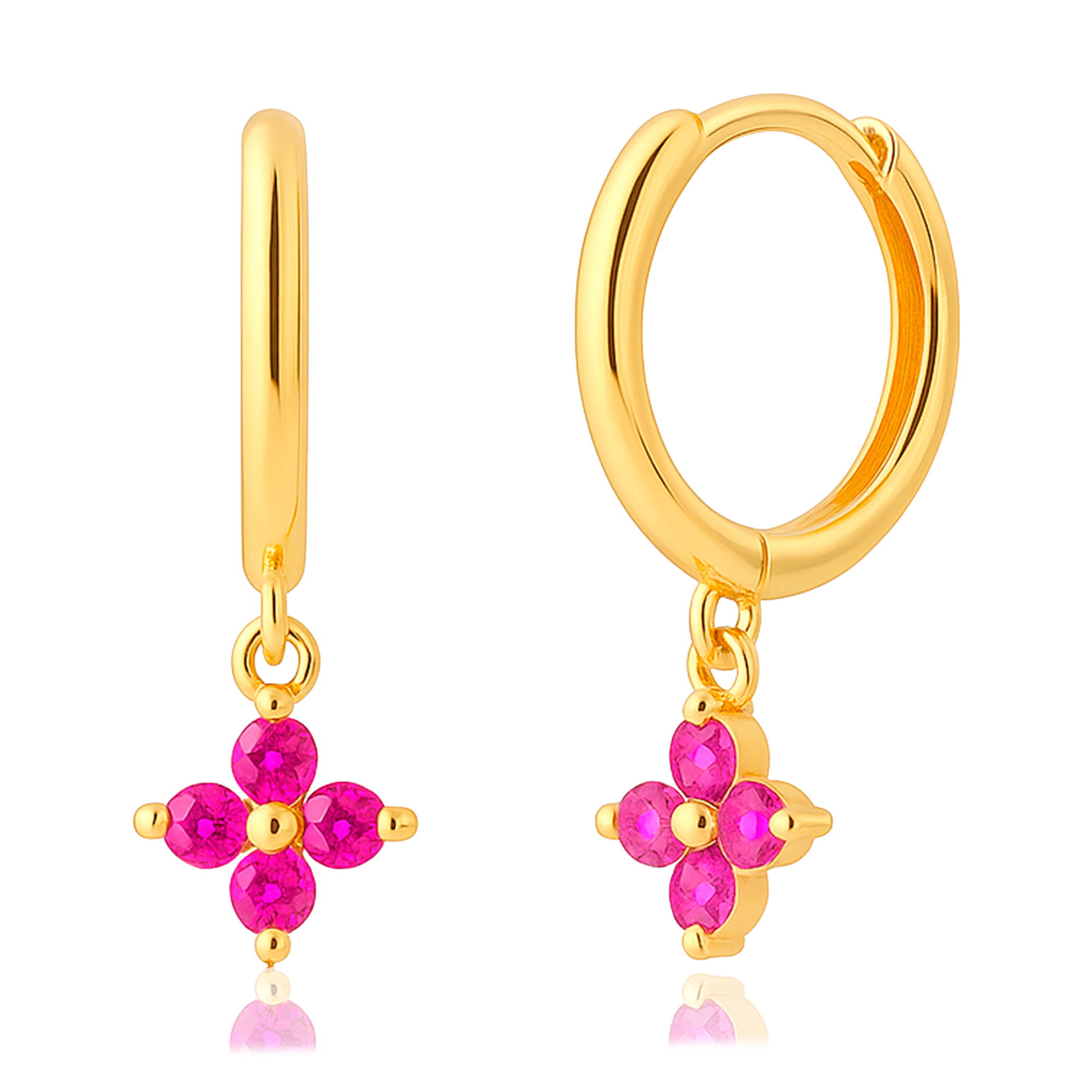 Aros Pink Flor Oro