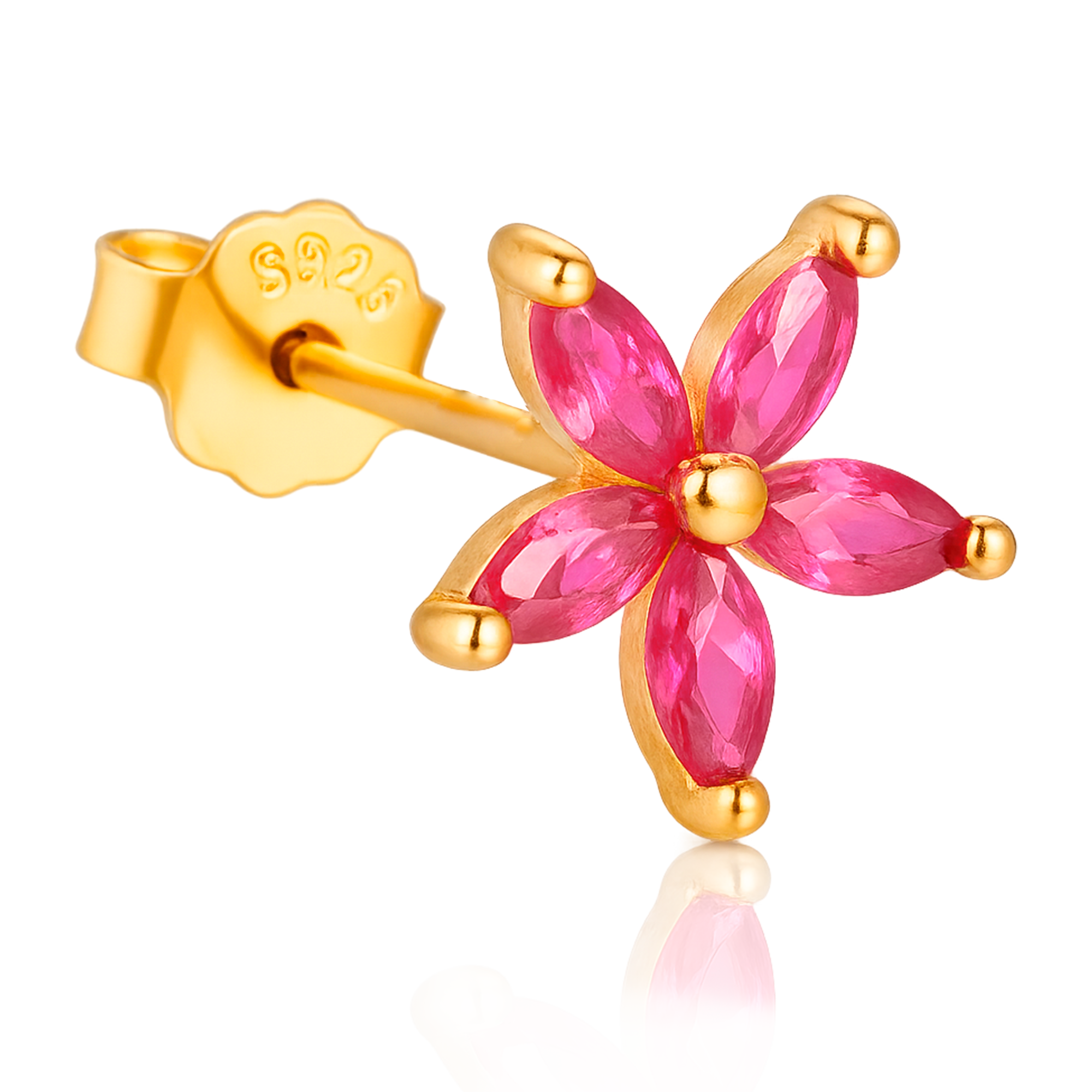 Pendiente Flor Rosa Oro