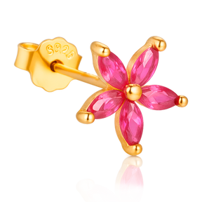 Pendiente Flor Rosa Oro