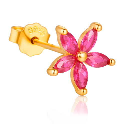 Pendiente Flor Rosa Oro