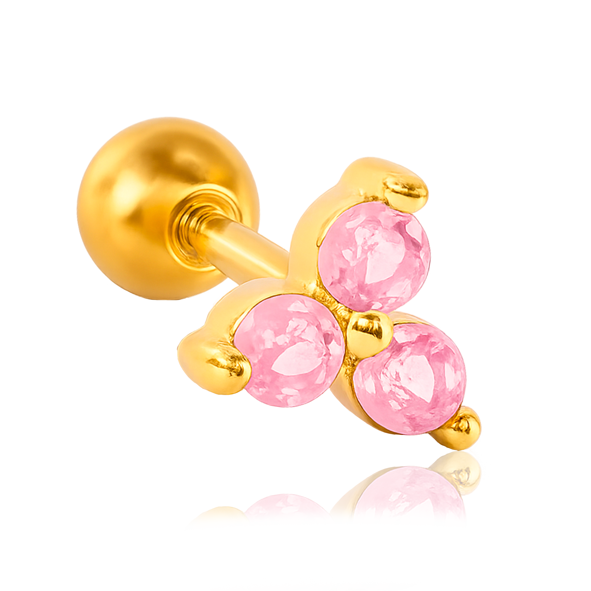 Pendiente Trébol Rosa Claro Oro