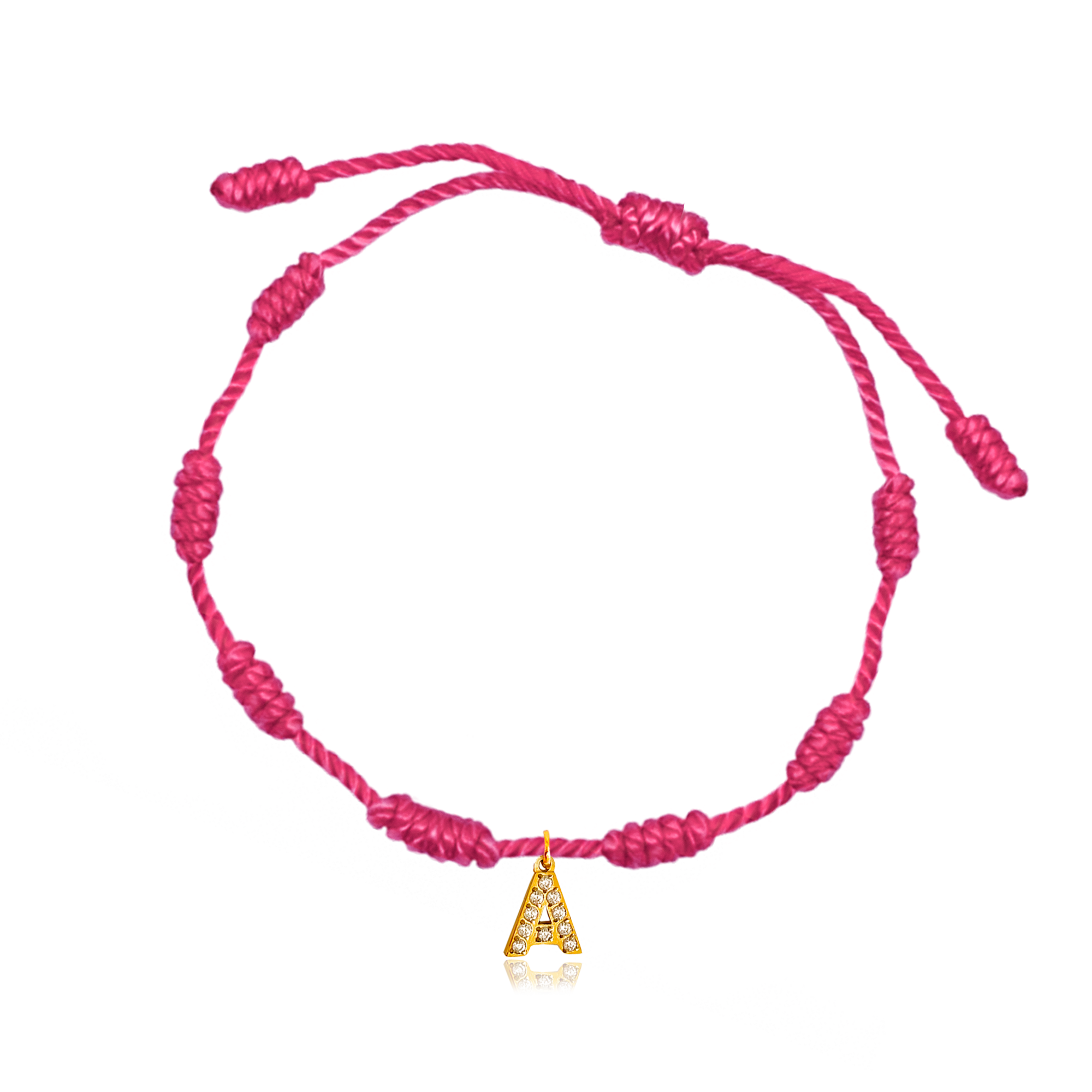 Pulsera 7 Nudos Magenta Inicial Brillante