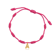 Pulsera 7 Nudos Magenta Inicial Brillante