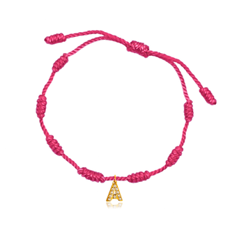 Pulsera 7 Nudos Magenta Inicial Brillante
