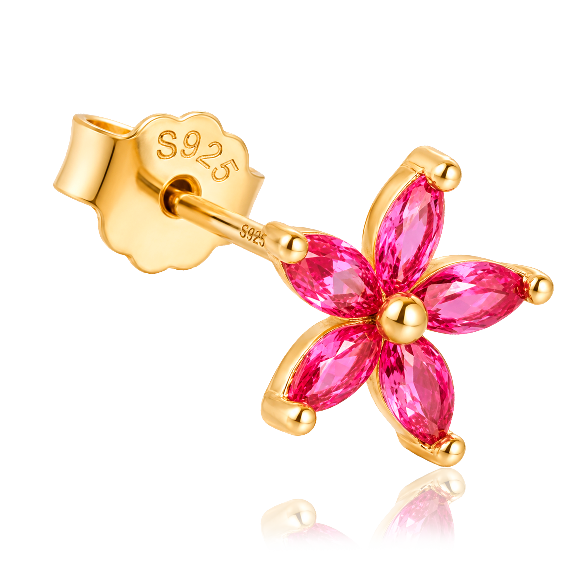 Orecchino Fiore Rosa Oro