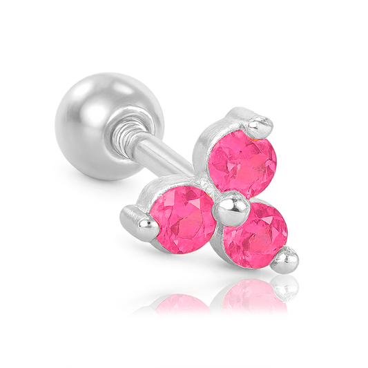 Pendiente Trébol Rosa Plata