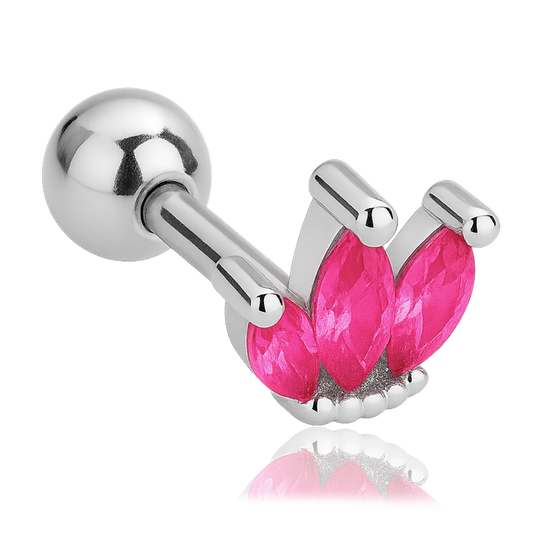 Pendiente Tulipán Rosa Plata