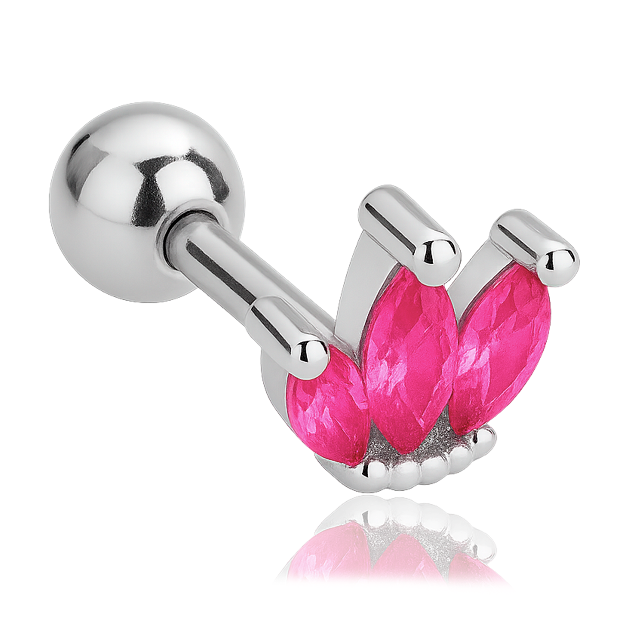 Pendiente Tulipán Rosa Plata