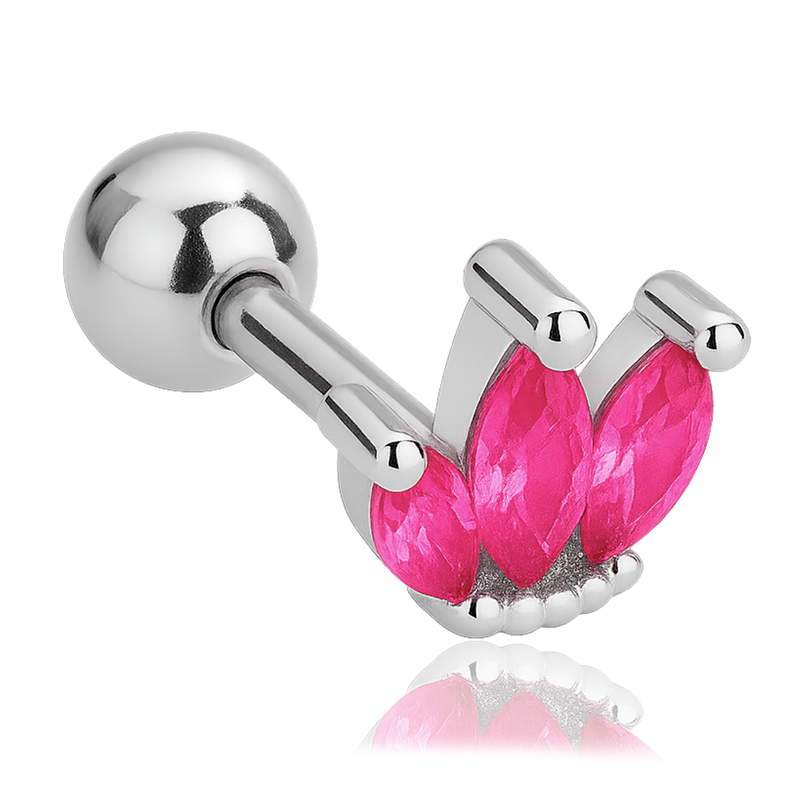 Pendiente Tulipán Rosa Plata