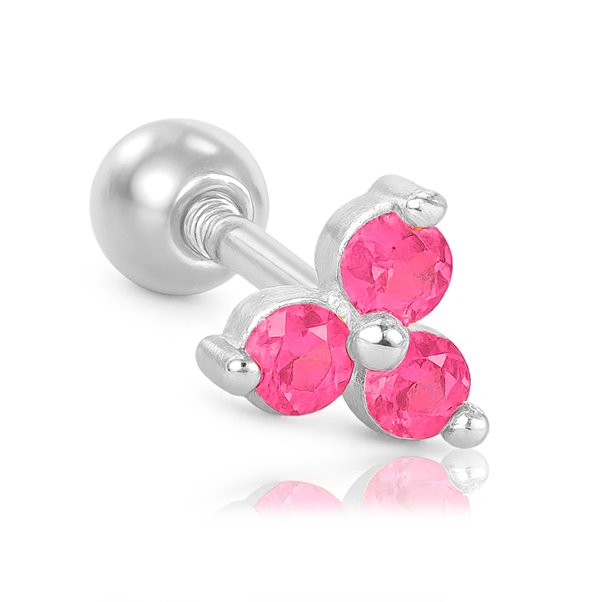 Pendiente Trébol Rosa Plata