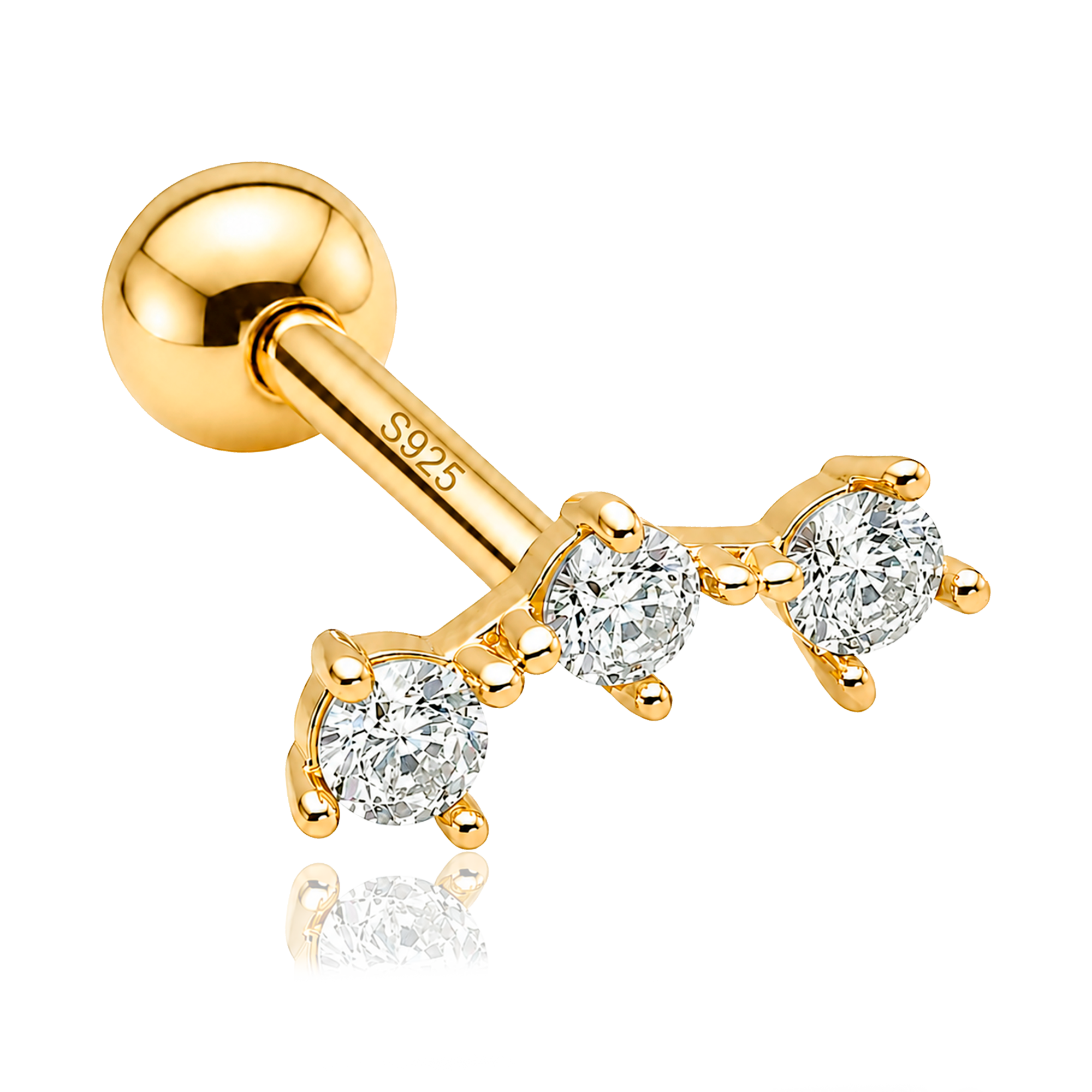 Pendiente Shiny Triple Oro