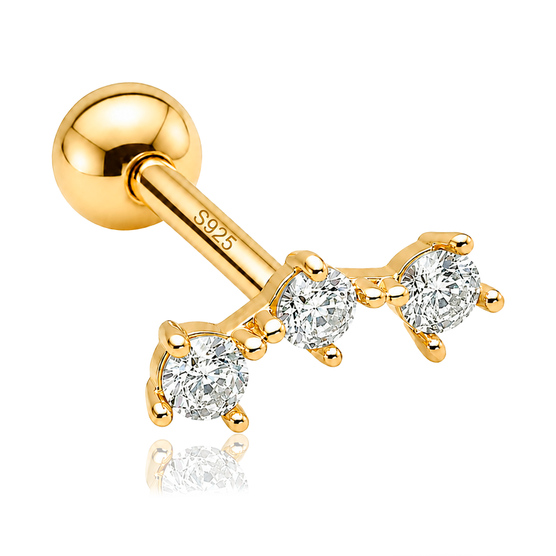 Pendiente Shiny Triple Oro