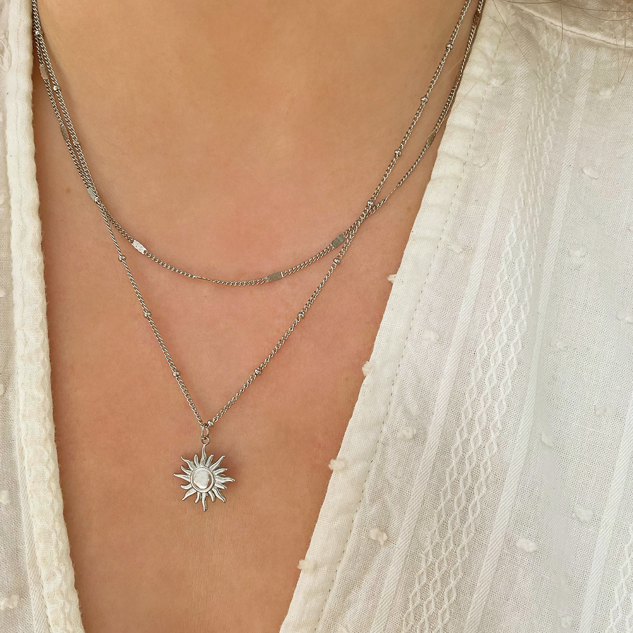 Collar Mini Sun Bolitas Plata