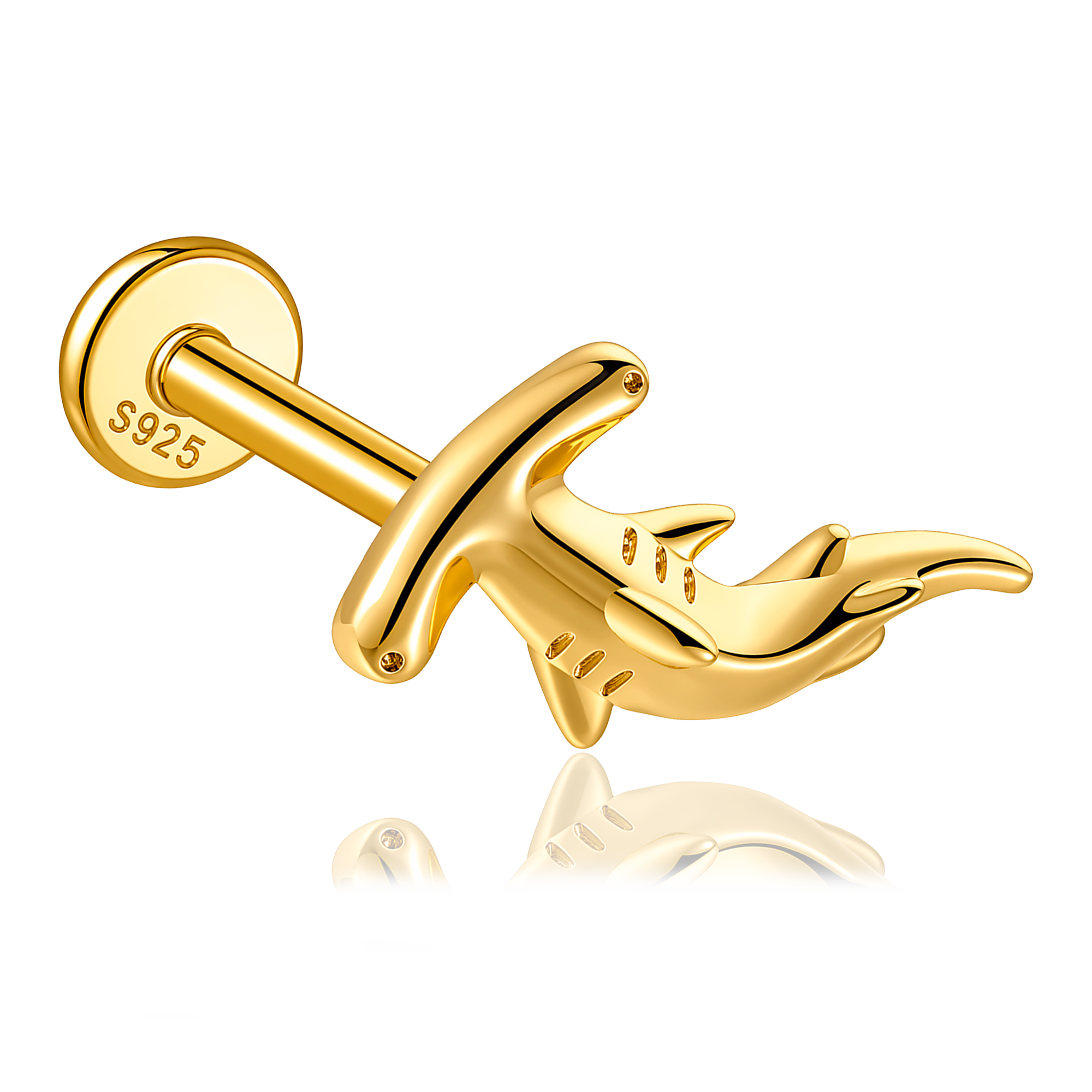 Pendiente Tiburón Martillo Oro