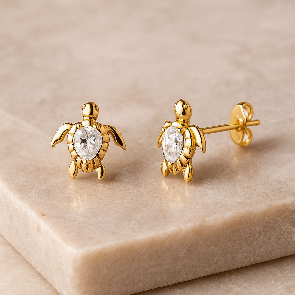 Pendientes Mini Shiny Sea Turtle Oro