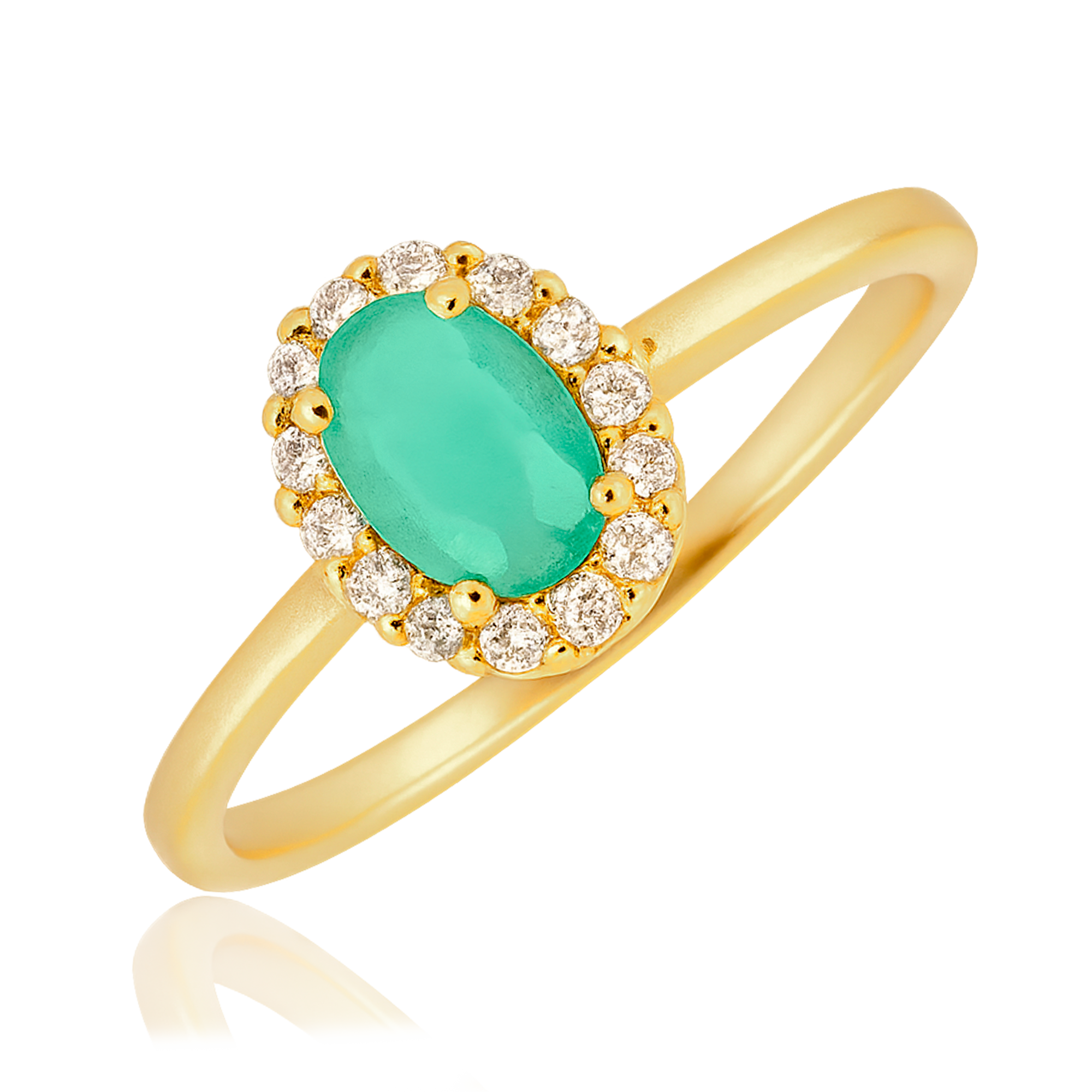 Anillo Oval Green Mint Oro