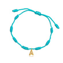 Pulsera 7 Nudos Turquesa Inicial Brillante