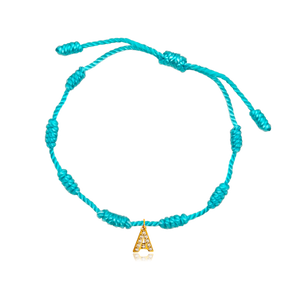 Pulsera 7 Nudos Turquesa Inicial Brillante