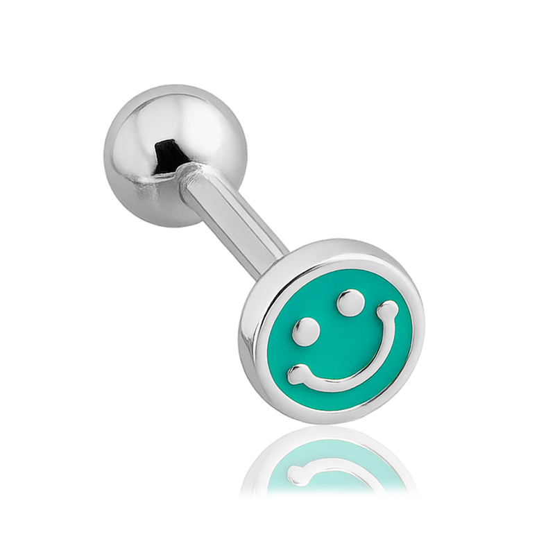 Pendiente Mini Smile Turquesa Plata