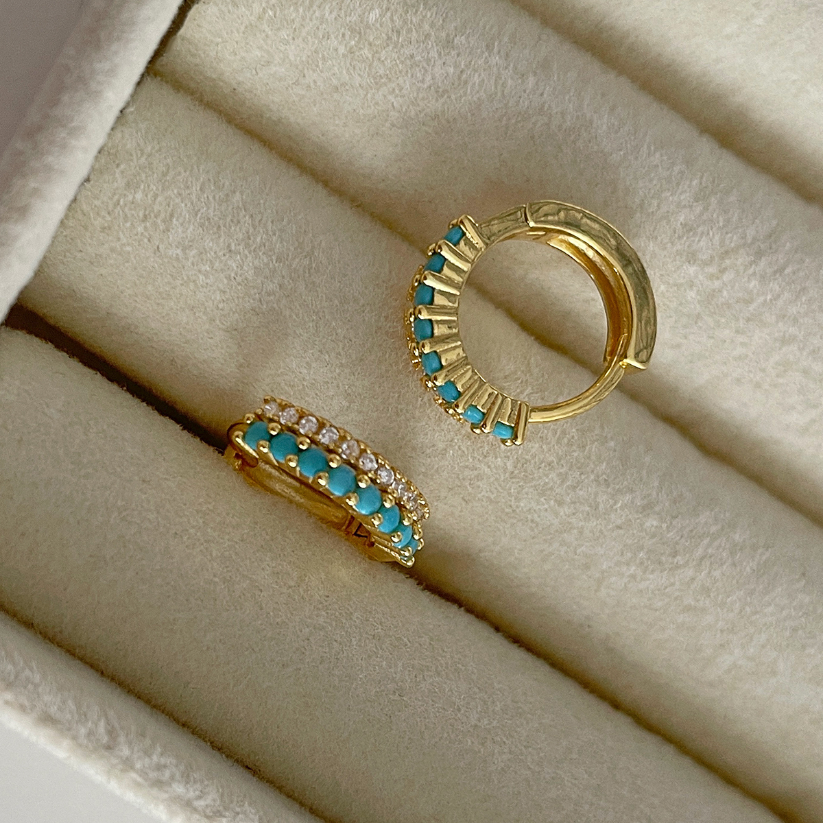 Aros Mava Turquesa Oro
