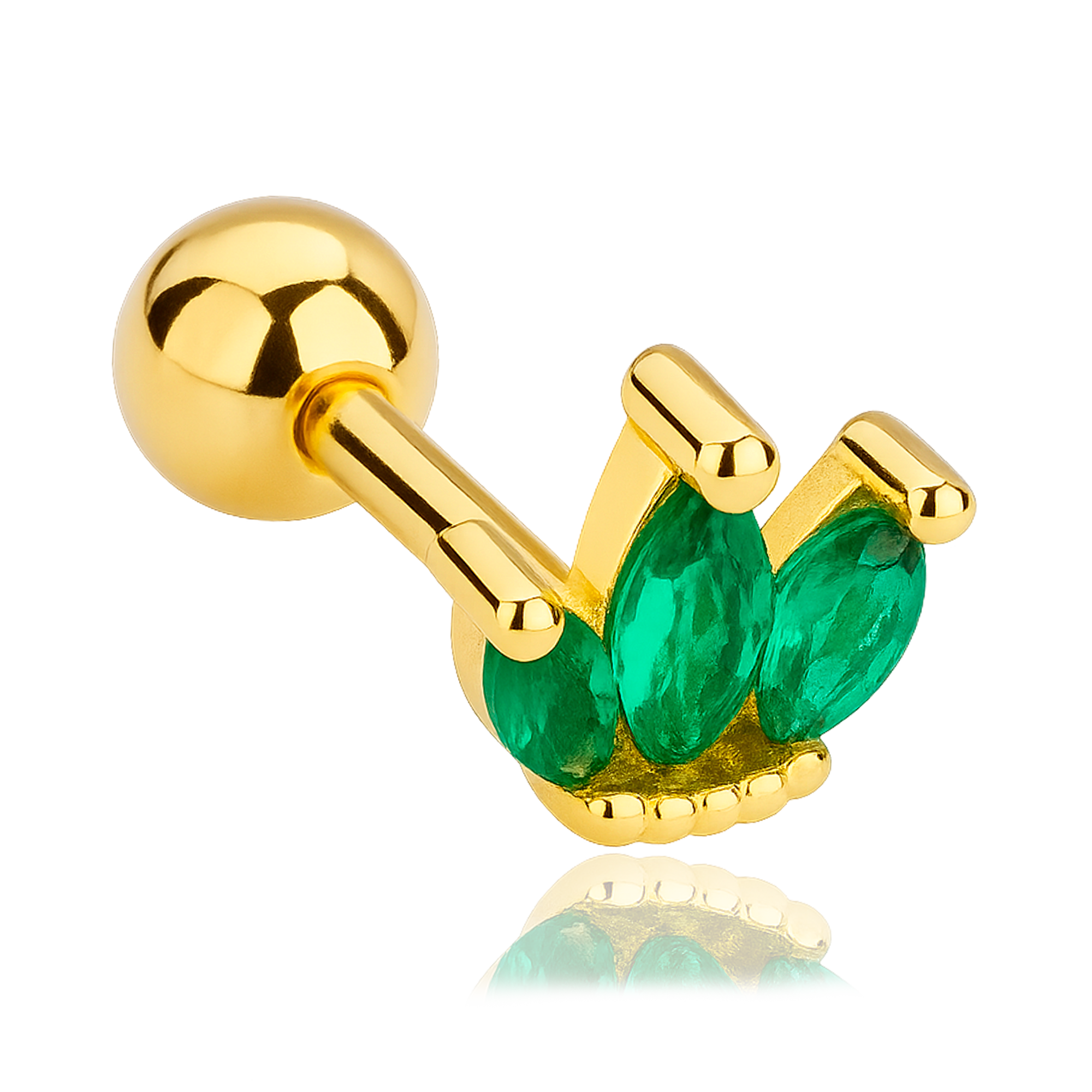 Pendiente Tulipán Verde Oro