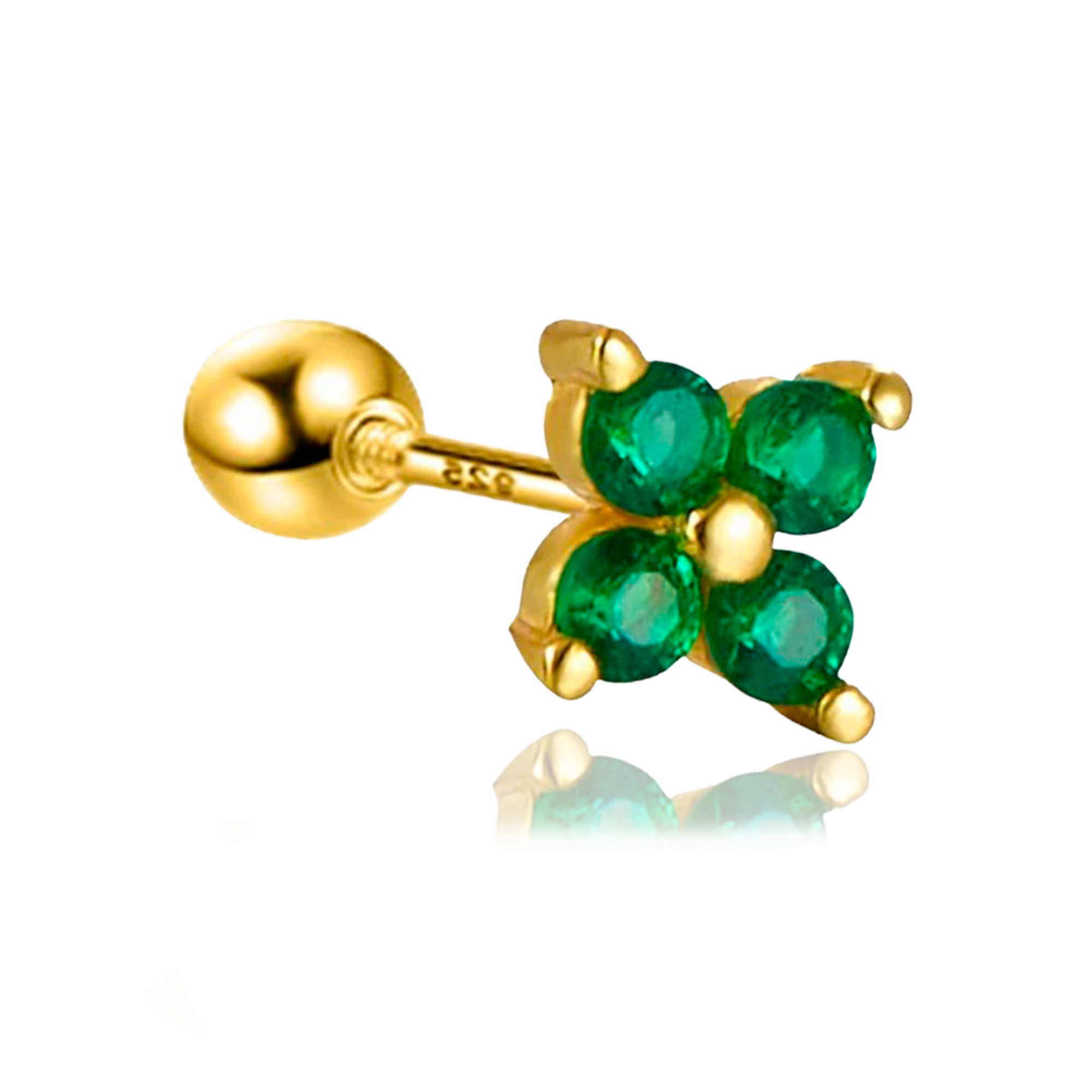 Pendiente Mini Flor Verde Oro