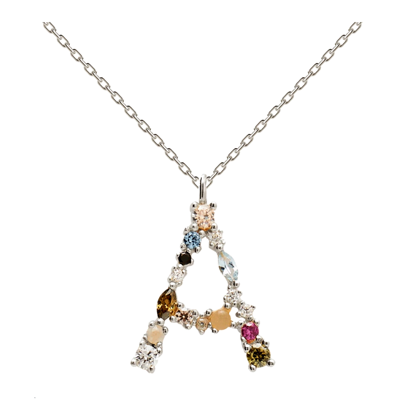Collar Colorful Inicial Plata