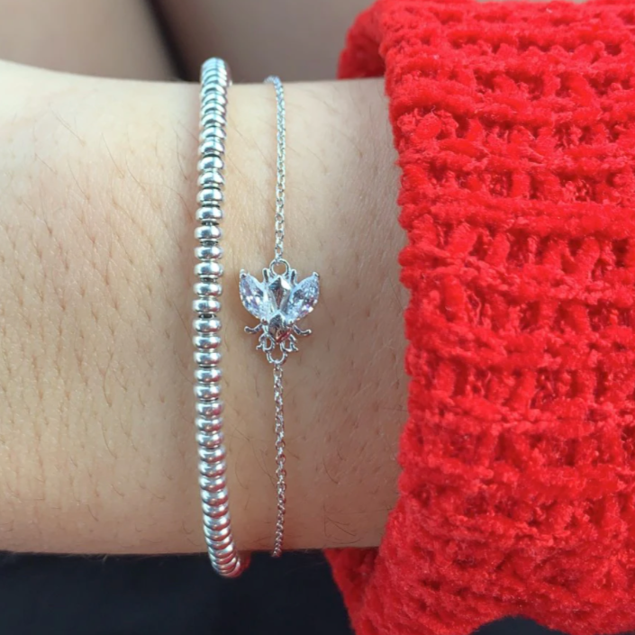 Pulsera White Beetle Plata