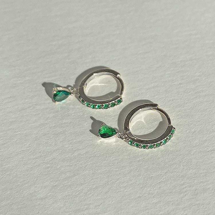 Aros Ayla Verde Plata