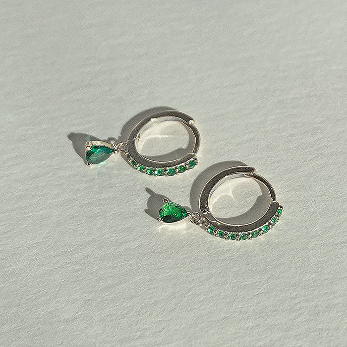 Aros Ayla Verde Plata