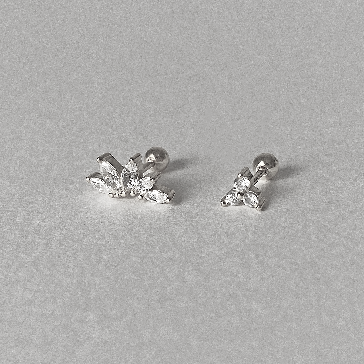 Pendiente Trébol Blanco Plata