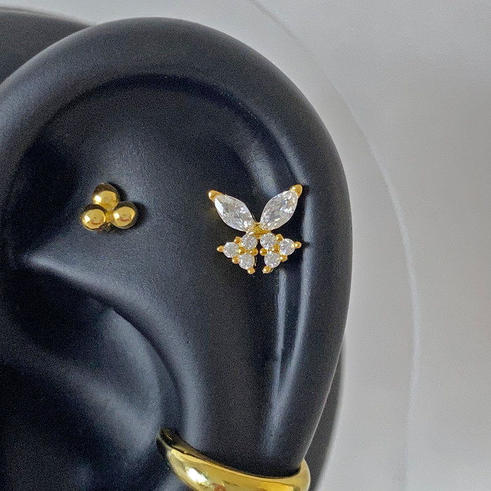 Pendiente Mariposa Blanco Oro